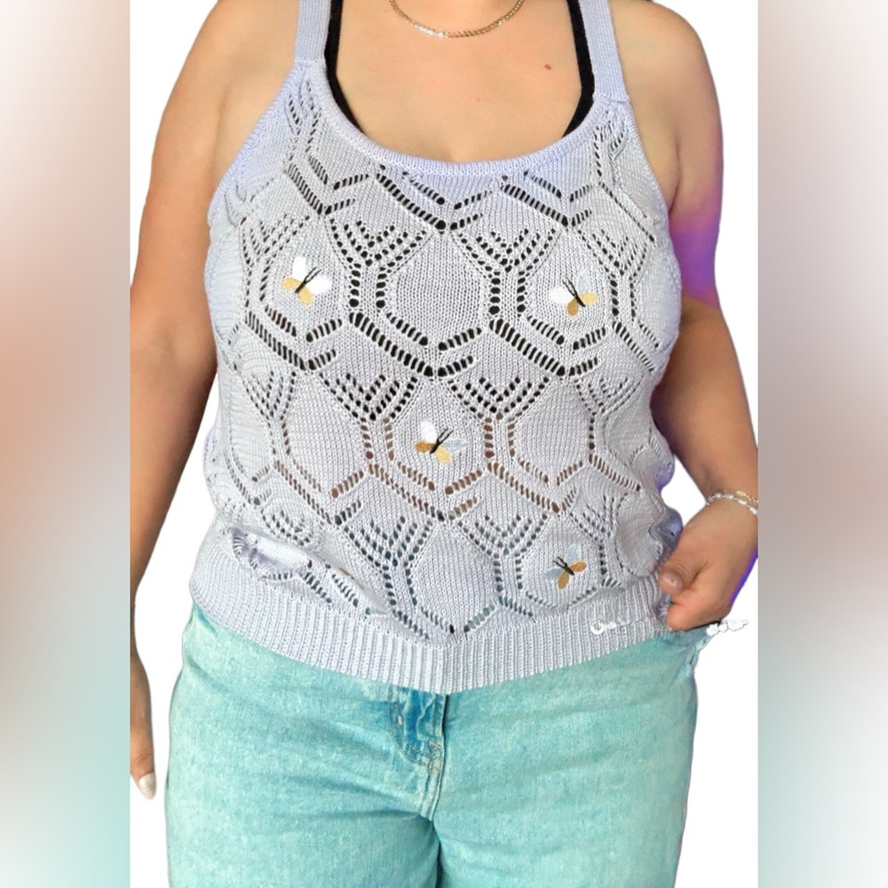 Soft girl crocheted bee tank top